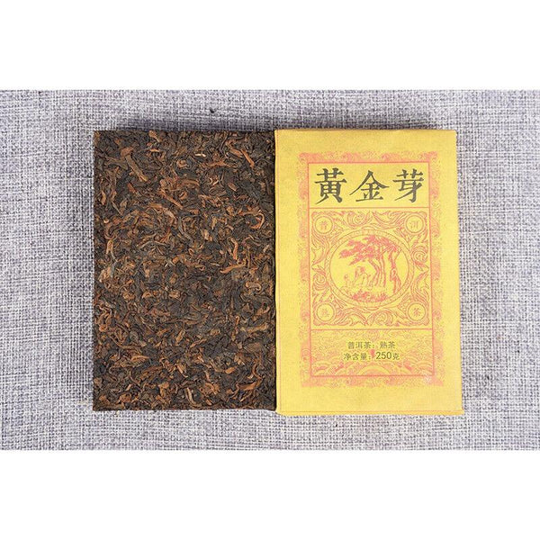 CIFbuy Yunnan Pu'er Ripe Tea Golden Bud Ripe Tea Brick 250g