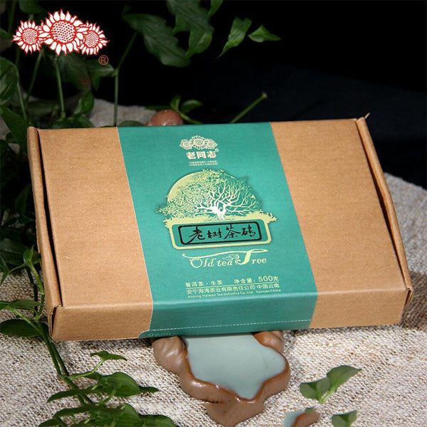 CIFbuy Haiwan Old Comrade Organic Old Tea Tree Pu-erh Brick 2012 500g Raw Pu'er Puer