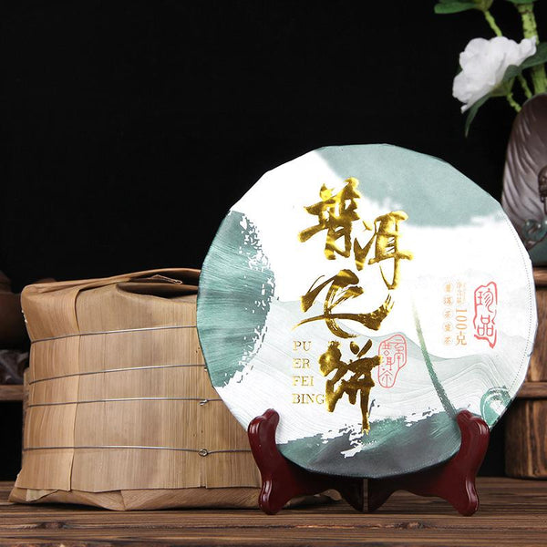 CIFbuy 2018 Menghai Ancient Tree Raw Pu'er Tea, Handmade "Flying Cake" Large Leaf Spring Harvest
