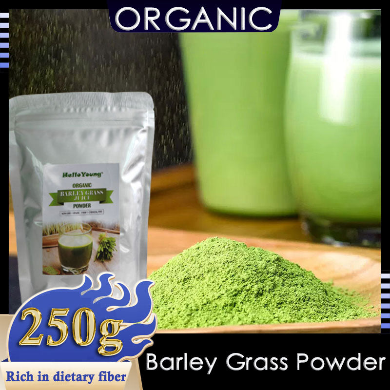 HelloYoung Imported Unsweetened Premium Organic Barley Grass Non-GMO, Finely Ground Whole Dried Young Leaves, Pure, Kosher Main image