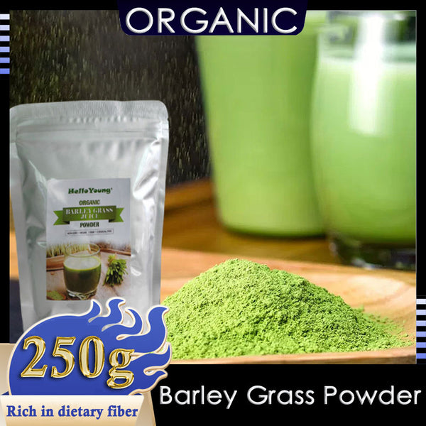 HelloYoung Imported Unsweetened Premium Organic Barley Grass Non-GMO, Finely Ground Whole Dried Young Leaves, Pure, Kosher