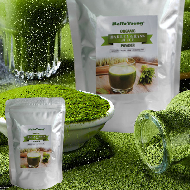 HelloYoung Organic Barley Grass Juice Powder Super Greens Powder Contains Iron Vitamin C, & Vitamin E – Non-GMO Gluten-Free Soy-Free Vegan & Paleo – Daily Greens Booster 250g Main image