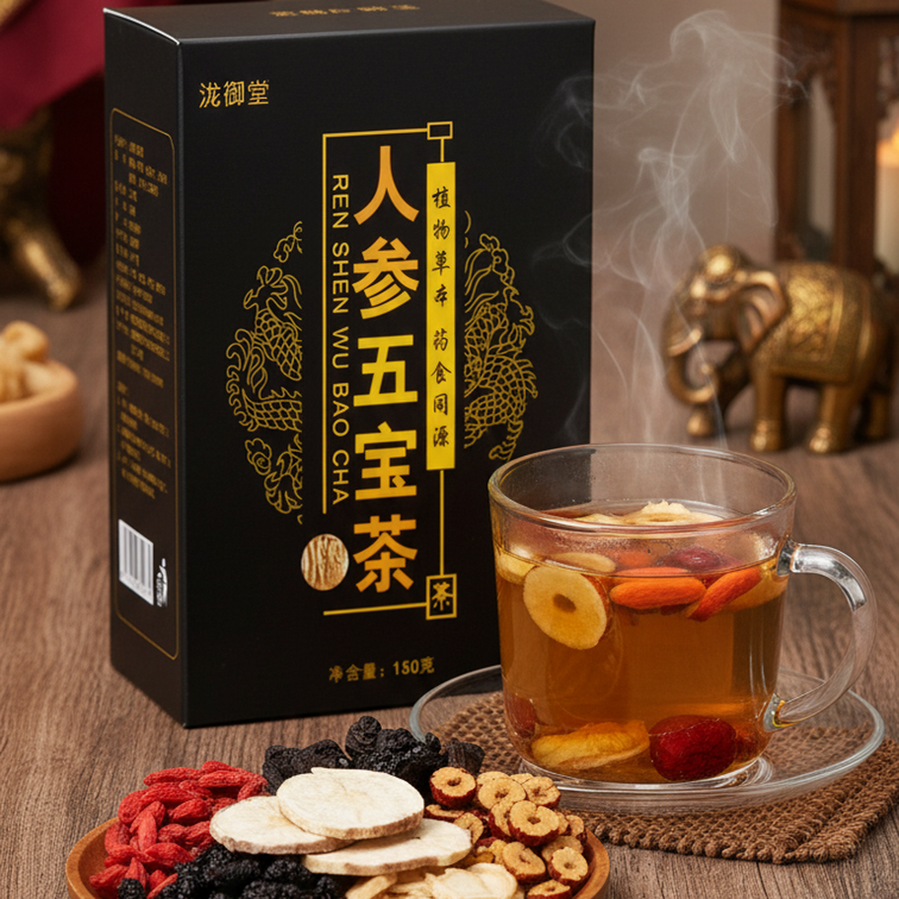 CIFbuy Ginseng Herbal Tea 10 Bags Caffeine Free Natural Loose Leaf Blend Brew Gift人参草本茶 10袋 无咖啡因 天然散叶混合茶 冲泡礼盒