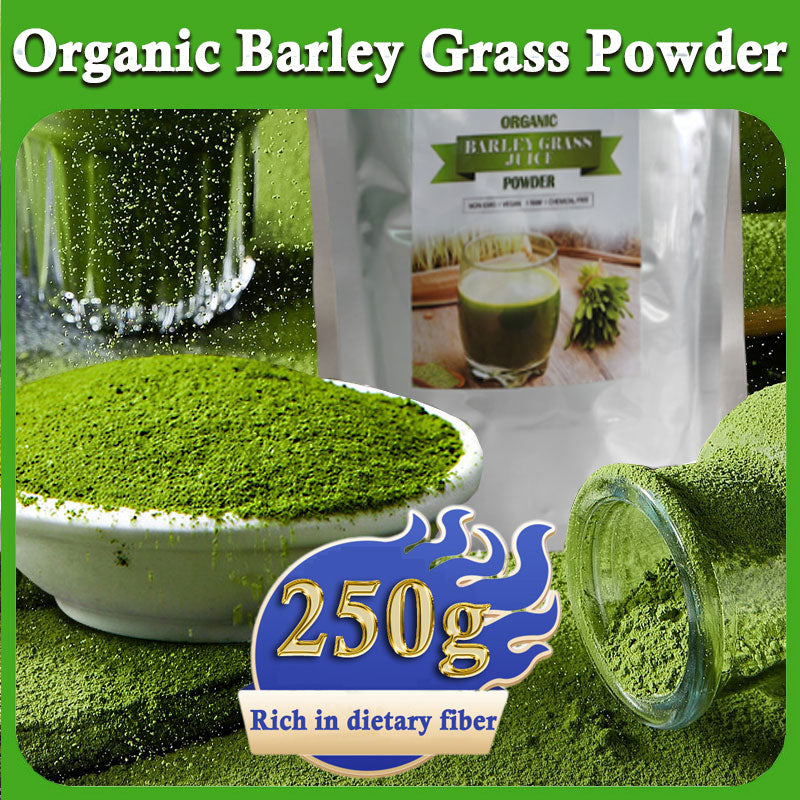 Unsweetened Premium Organic Barley Grass Powder 250g Vegan, Bulk. Good Source of Fiber, Protein. Great for Juices, Smoothies, Shakes, Yogurts Main image