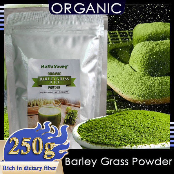 Imported Unsweetened Premium Organic Barley Grass Powder 250g Non-GMO, Finely Ground Whole Dried Young Leaves, Pure, Kosher