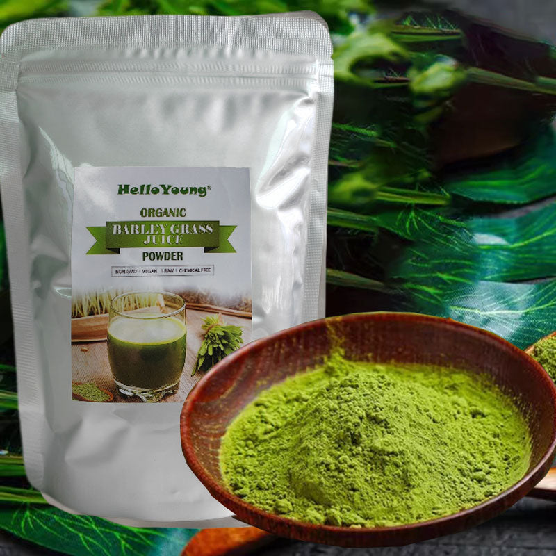 HelloYoung Organic Barley Grass Juice Powder 250g Contains Iron, Vitamin C, & Vitamin E – Non-GMO, Gluten-Free, Soy-Free, Vegan Main image