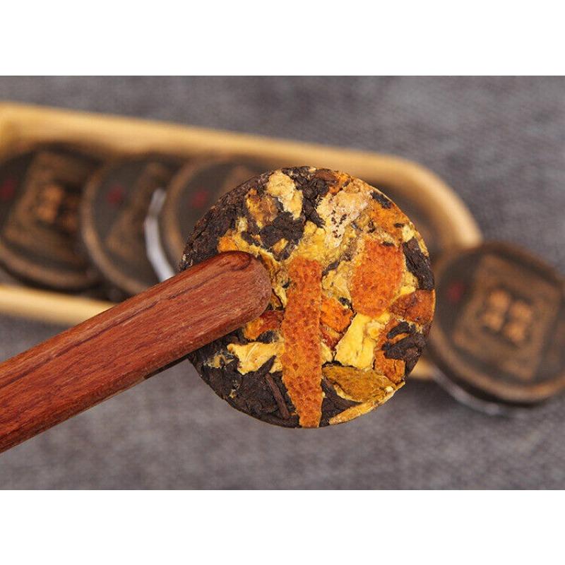 CIFbuy 500g Yunnan Chenpi Pu'er tea cake citrus ripe tea black tea small jade cake