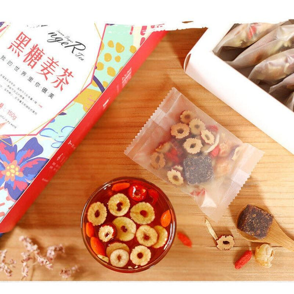 CIFbuy Brown Sugar Ginger Tea Longan Jujube Goji Berry Black Sugar Ginger Jujube Tea