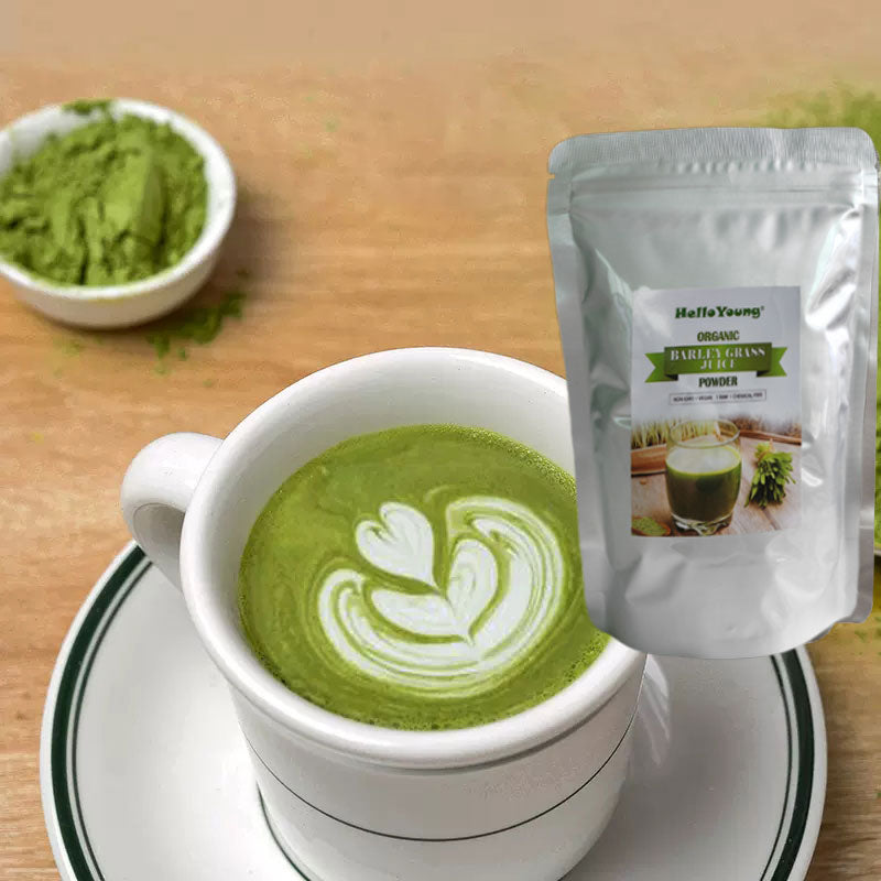 HelloYoung Organic Barley Grass Powder 250g Premium Barley Powder Rich in Antioxidants, Amino Acids and Protein - Barley Green Superfood for Immunity Main image