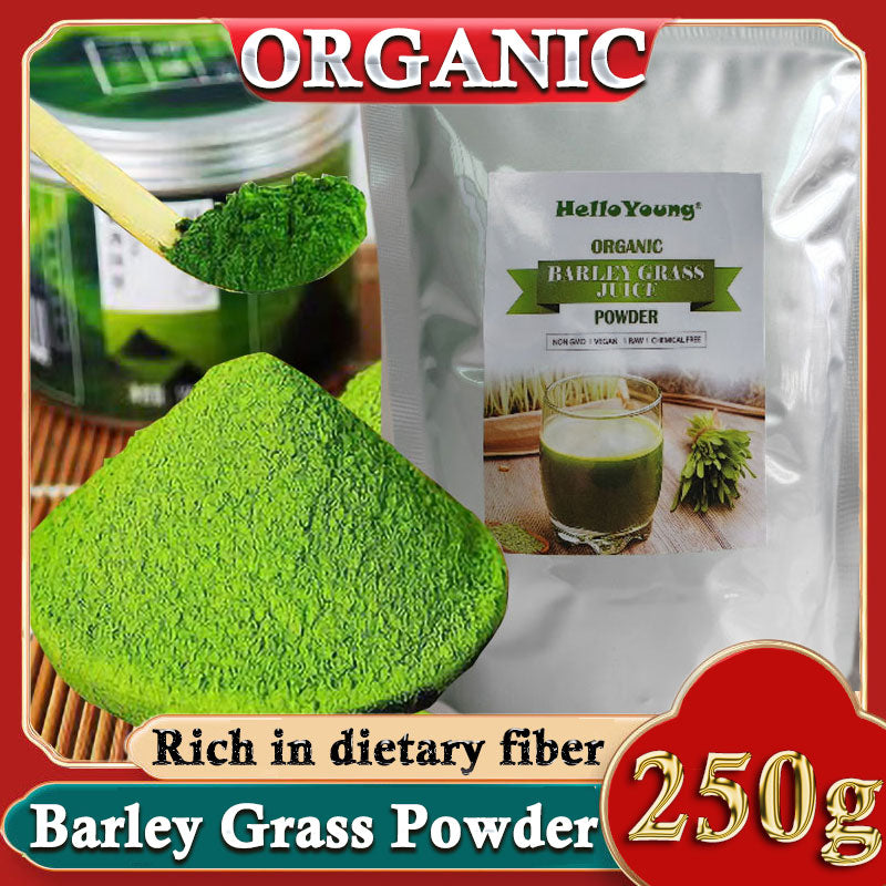 Organic Barley Grass Powder 250g, Green Superfood for Smoothie Vegan, Bulk. Good Source of Fiber, Protein. Great for Juices, Smoothies, Shakes, Yogurts Main image