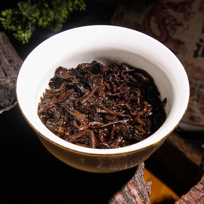 CIFbuy 357g Yunnan Pu'er Ripe Tea Cake Menghai Ancient Golden Bud Ripe Tea Cake Ripe Pu