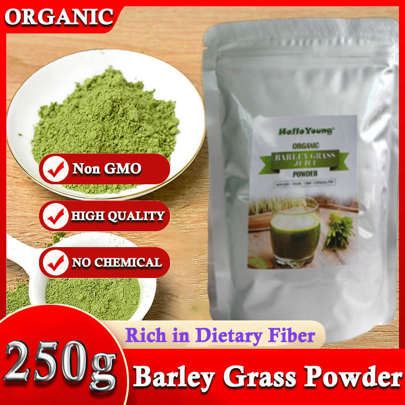 Barley Grass Powder 100% Pure & Organic Organic Barley Grass Powder Pure Organic Barley for Women and Men 250g for moistening intestines, burning fat, purifying liver, lowering cholesterol Main image