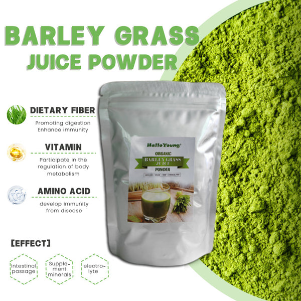 HelloYoung Imported Unsweetened Premium Organic Barley Grass Non-GMO, Finely Ground Whole Dried Young Leaves, Pure, Kosher