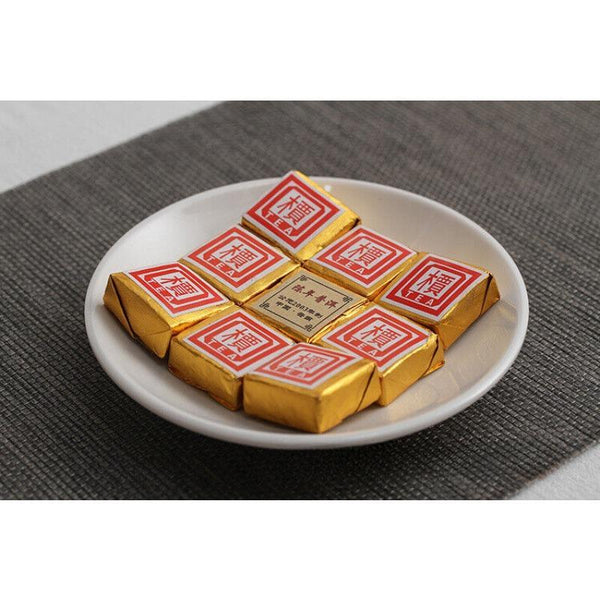 CIFbuy Small Gold Tea Brick 500g Mini Tuo Tea Small Square Brick Aged Pu-erh Ripe Tea