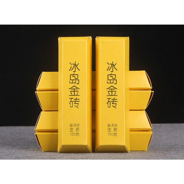 CIFbuy 150g Golden BarIceland Gold Brick Puerh Raw Brick Tea Mengku Gold Leaf Flower