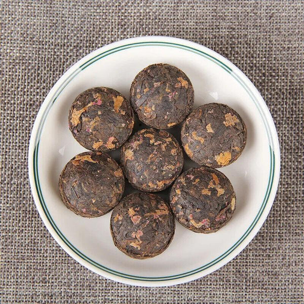 CIFbuyYunnan Flower Tea 500g Peony Flavor Shu Puer Mini Tuo Cha Fermented Pu Er Tea