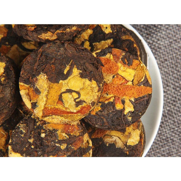 CIFbuy 500g Yunnan Chenpi Pu'er tea cake citrus ripe tea black tea small jade cake