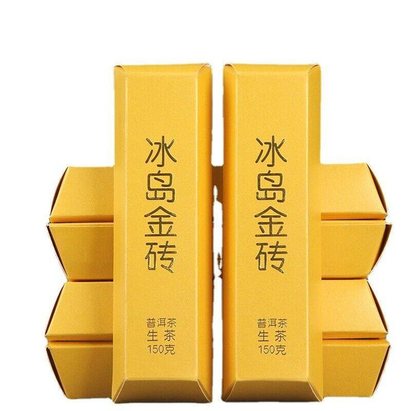CIFbuy 150g Golden BarIceland Gold Brick Puerh Raw Brick Tea Mengku Gold Leaf Flower