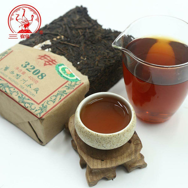 CIFbuy 2014 Three Cranes Sanhe Liu Pao Tea 3208 Golden Flower Dark Tea China Tea 400g