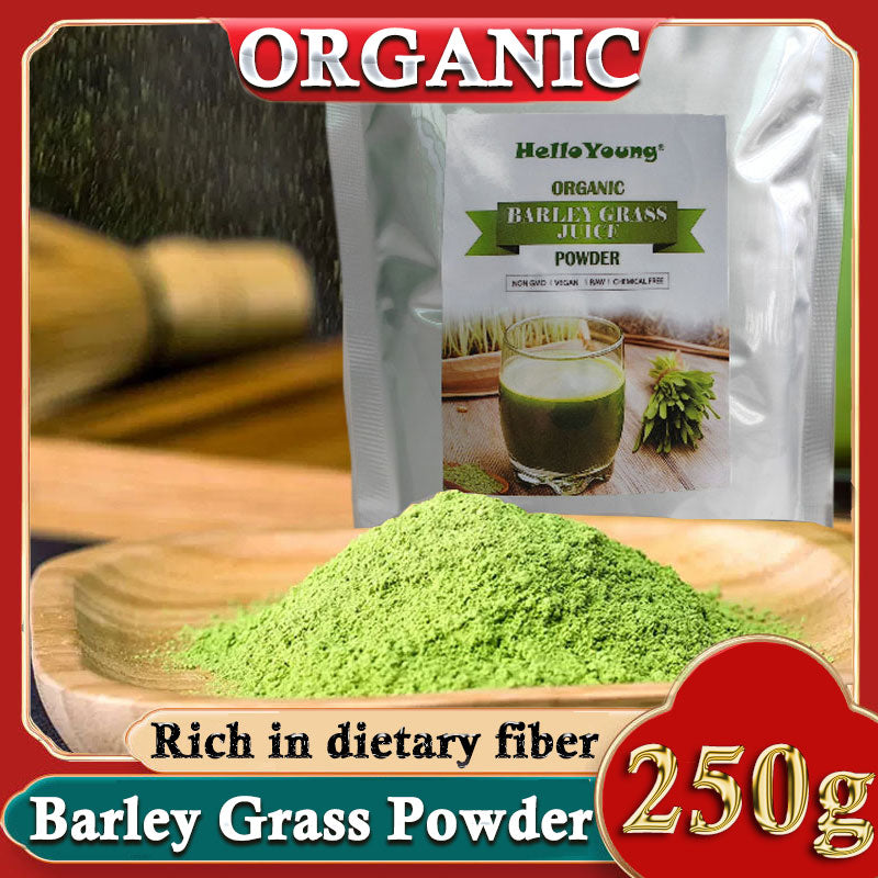 HelloYoung 250g Organic Barley Grass Powder Gluten Free Non-GMO Superfood purifying liver, lowering cholesterol, beautiful skin, healthy slimming drink Main image