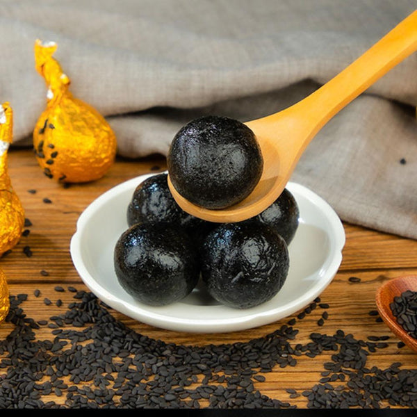 CIFbuy 12PCS Black Sesame Balls 9 Steamed 9 Sun Dried Chinese Herbal Snack 9g per Pill