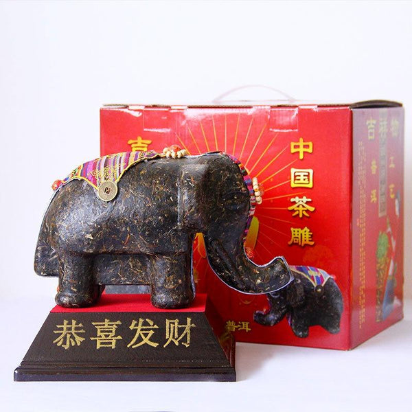 CIFbuy 260g Yunnan Pu'er Raw Tea Ornaments Pu'er Tea Sculpture Ornaments Small Elephant