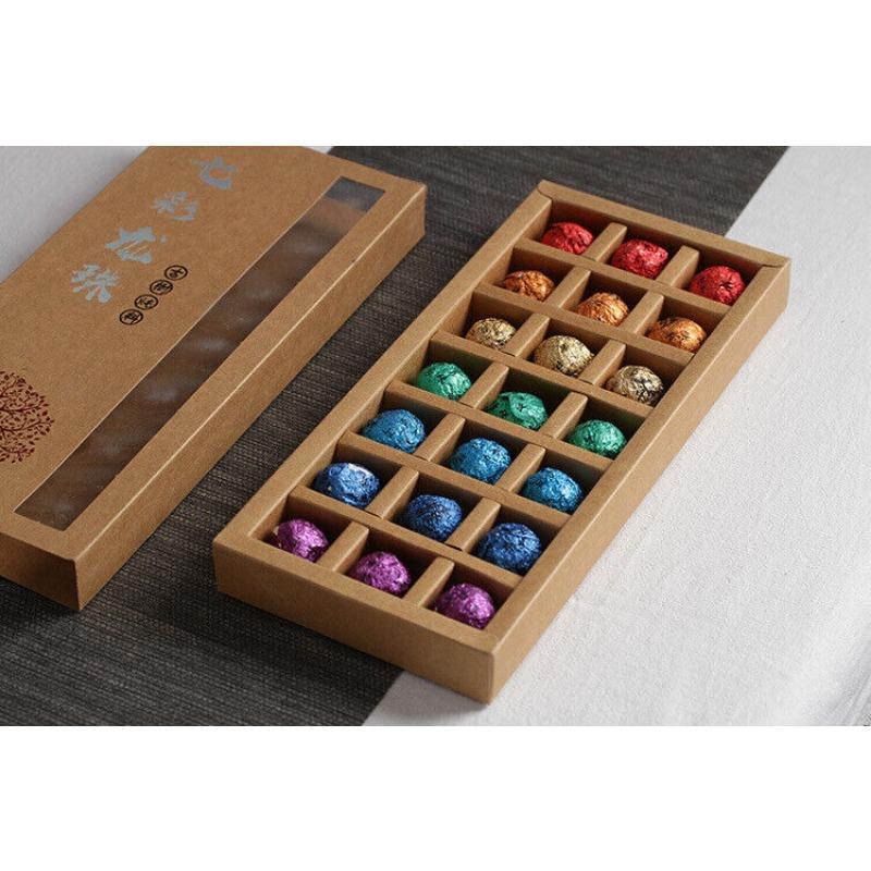 CIFbuy 21pcs Yunnan Pu'er Tea Colorful Dragon Pearl Handmade Dragon Pearl Pu'er Raw Tea