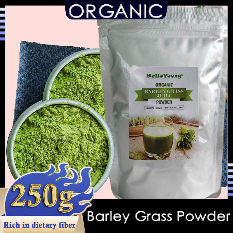 Imported Unsweetened Premium Organic Barley Grass Powder 250g Non-GMO Vegan Cold-Juiced and Low-Temperature Dried