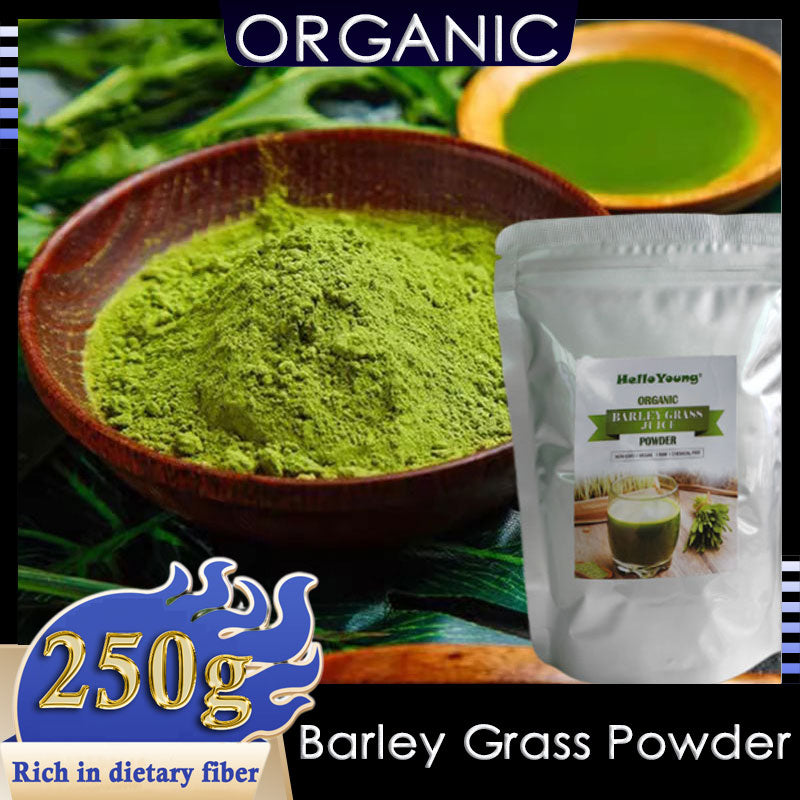 Pure Organic Barley Grass Original Powder Juice Drink 250g Non-GMO, Finely Ground Whole Dried Young Leaves, Pure, Kosher, Vegan, Bulk. Good Source of Fiber, Protein. Great for Juices, Smoothies, Shakes, Yogurts Main image