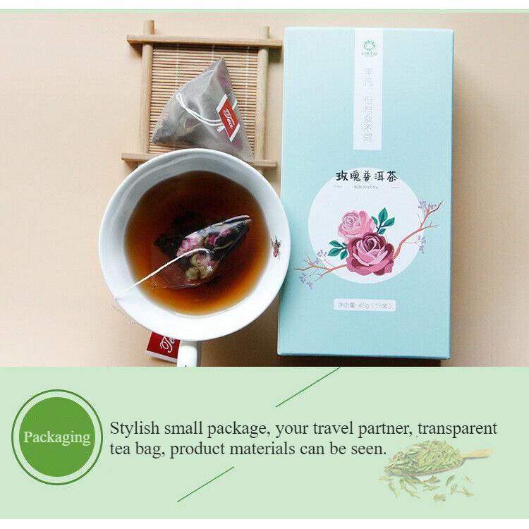 CIFbuy Triangle Tea Bags Package 45g / 15 Bags Rose Pu'er Tea Chinese Pu-Erh Black Tea