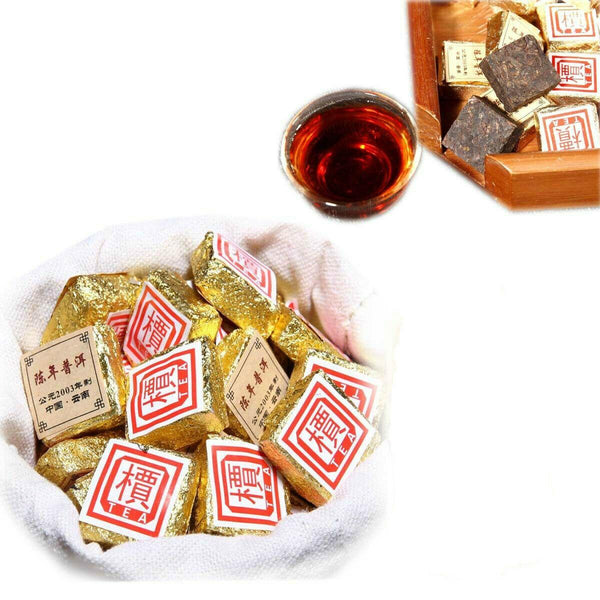 CIFbuy 1Pc/Cup Bulk Ripe Puerh Tea Mini Brick Tea Bohai Square Puer Tea Yunnan 50g-500g