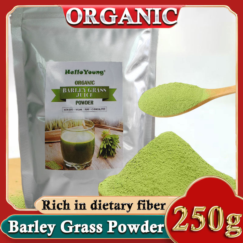 HelloYoung 250g Organic Barley Grass Powder Gluten Free Non-GMO Superfood burning fat, purifying liver, lowering cholesterol, beautiful skin