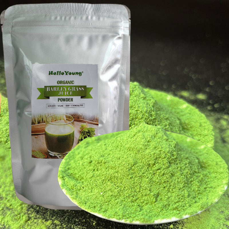 HelloYoung Organic Wheat Grass Powder 250g, Wheatgrass Powder for Immunity Support and Whole Food Supplement, Rich in Fibers, Vitamins, Minerals, Raw Organic Perfect Food Green Superfood Main image