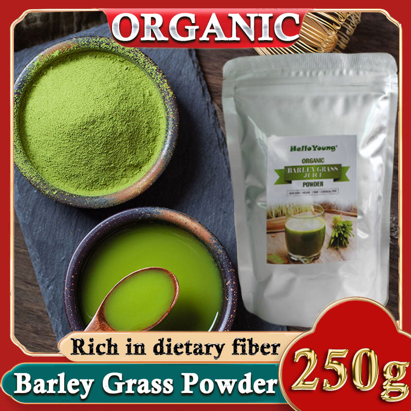 Organic Barley Grass Powder 250g, Green Superfood for Smoothie, Grass Juice Powder with Rich Dietary Fiber, No Addtives
