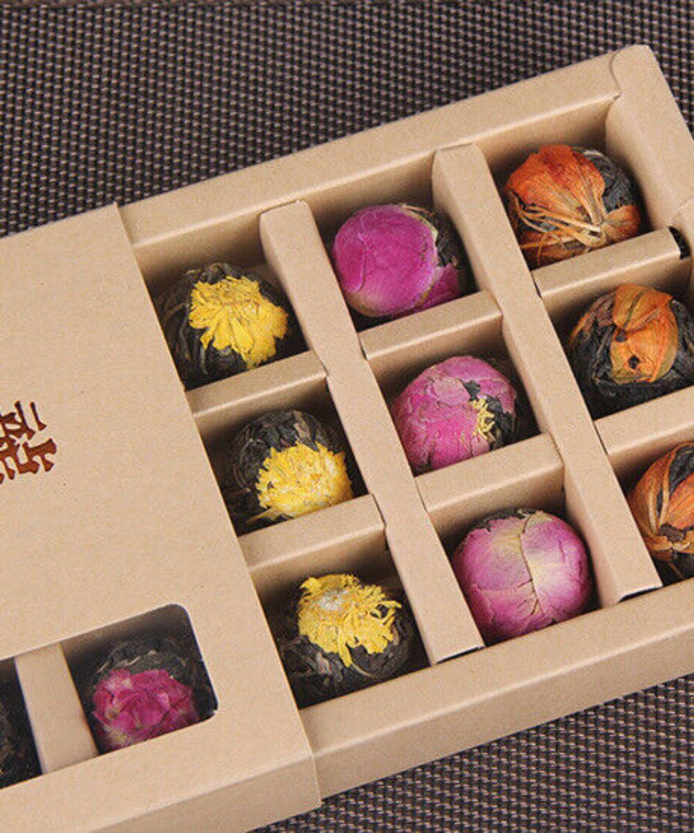CIFbuy Yunnan Raw Pu'er Scented Tea 120g (18pcs) Dragon Ball Gift Box Jasmine 6 Flavor
