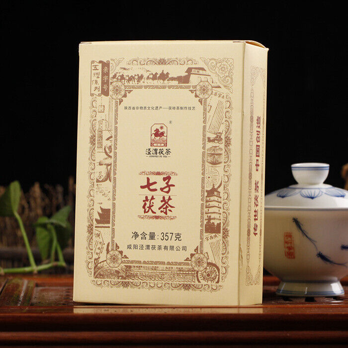 357g Golden Flower Dark Tea  Jingwei Fu Tea Shaanxi Jinhua Qizi Fu Cha Brick Main image