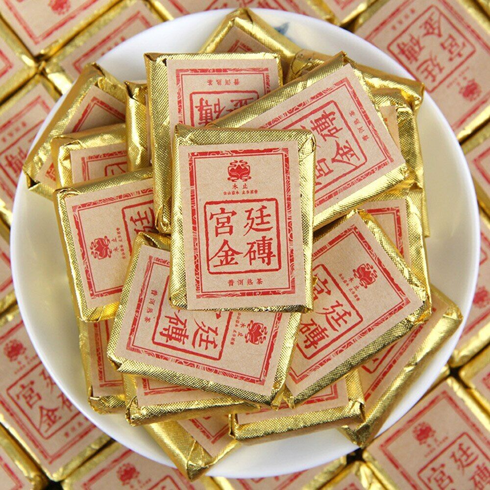 Gold Brick Ripe Pu er Tea Yunnan Date Fragrant Small Square Shu Puerh 100g Main image