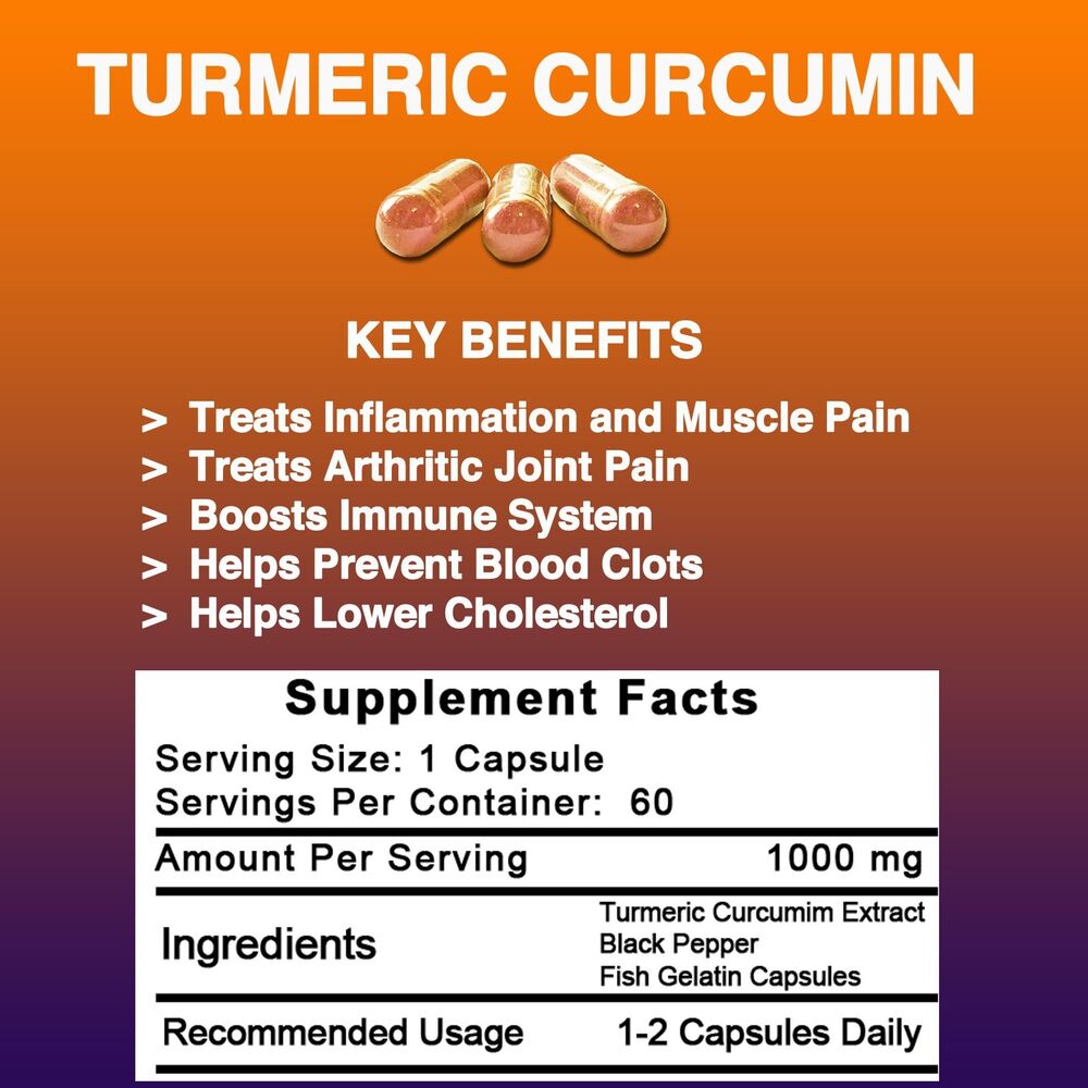 Turmeric With 95% Curcumin Joint and Muscle Pain Relief With Black Pepper Secondary image