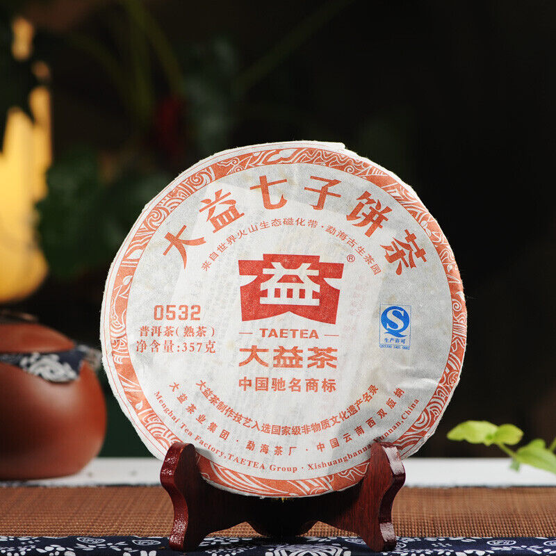 Year Menghai Dayi 0532 Pu-erh Tea 357g Ripe Puer Tea Cake Pu'er Beeng Cha