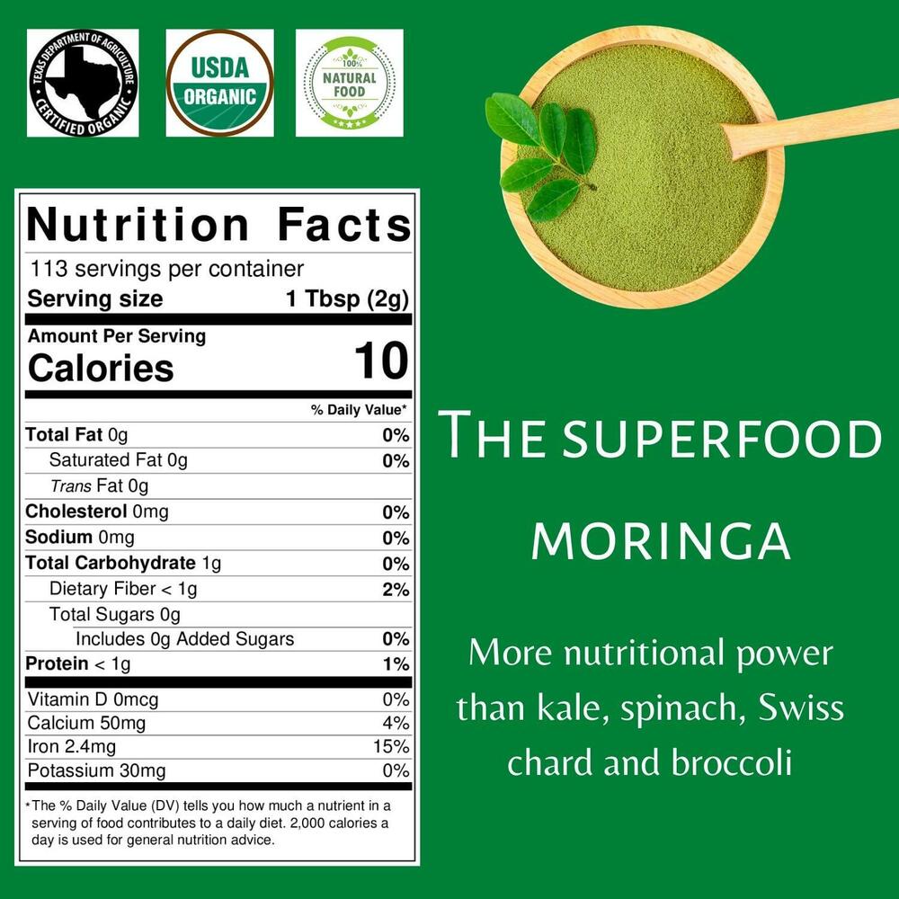 Organic moringa powder (Moringa Oleifera) - Organic Moringa Leaf Powder-8.8Oz Secondary image