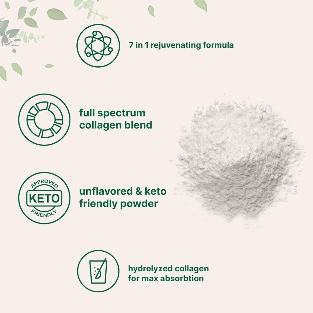 Multi Collagen Protein Powder 1 Pound Type I, II, III, V, X with Biotin 10000mcg