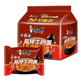 5Bags Kangshifu Sour and Spicy Beef Instant Noodles Chinese Food 康师傅酸辣牛肉面