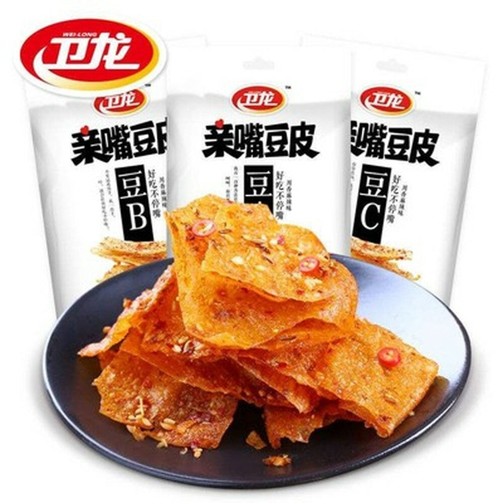 Weilong Chinese Specialty Snack Food Latiao 卫龙辣条亲嘴豆皮零食小吃3袋(60克/袋) Main image