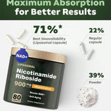 6x NAD+Supplement for Anti-Aging,Energy Focus Nicotinamide Riboside Resveratrol