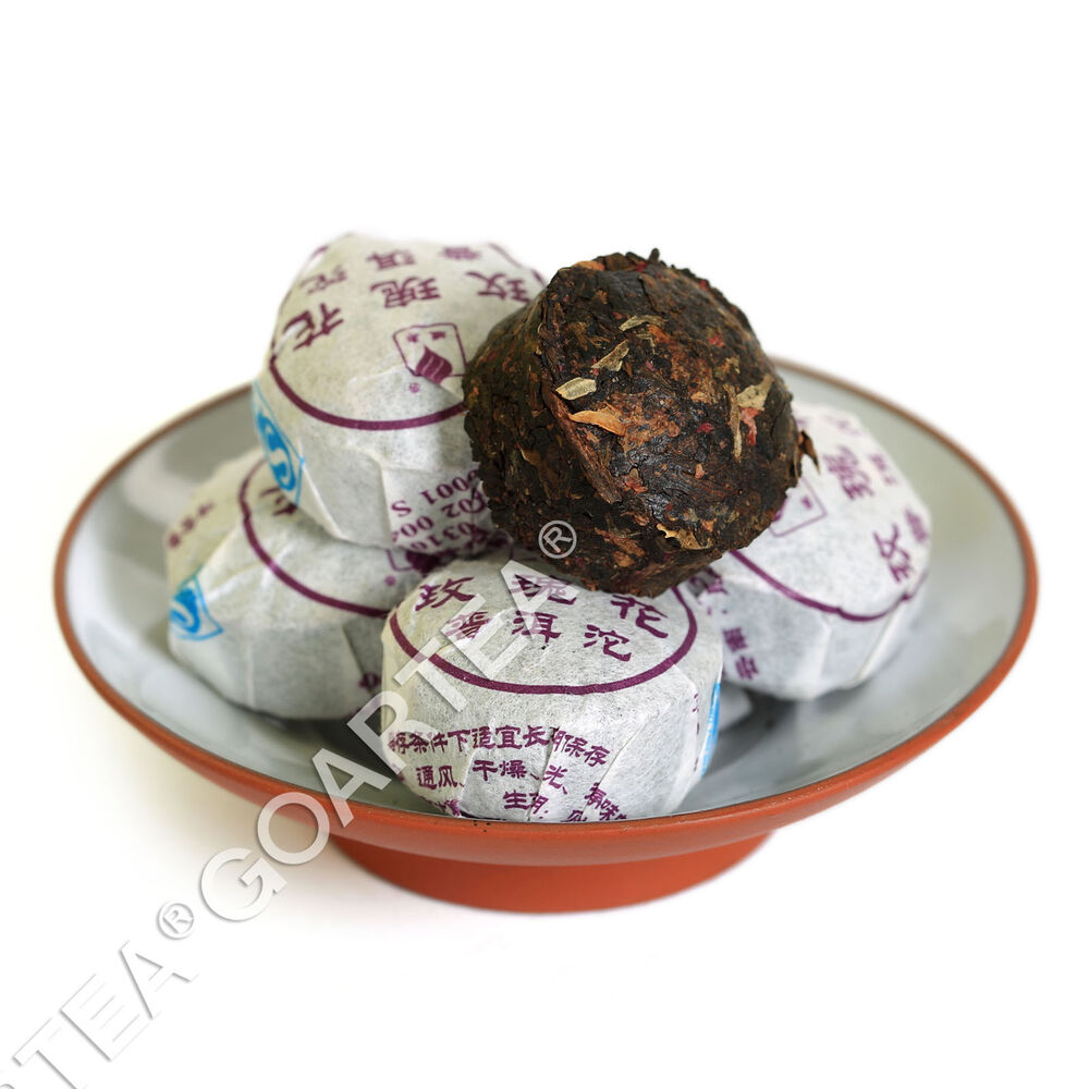 Yr GOARTEA Red Rose Flower Flavor Mini Ripe Tuo Cake Puer Pu'er Pu Erh Tea
