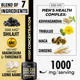 Shilajit Pure Himalayan Organic Ashwagandha Maca Ro... 1000mg Health Complex as