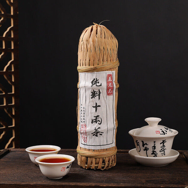 Anhua Dark Tea Shi Liang Tea Ten Tael Hua Juan HeiCha In Bamboo Basket 362.5g