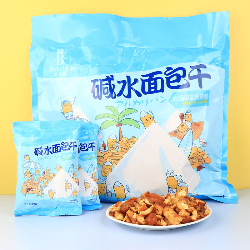 30g*10 bags Alkaline water bread large crisp bread two flavors of casual snacks