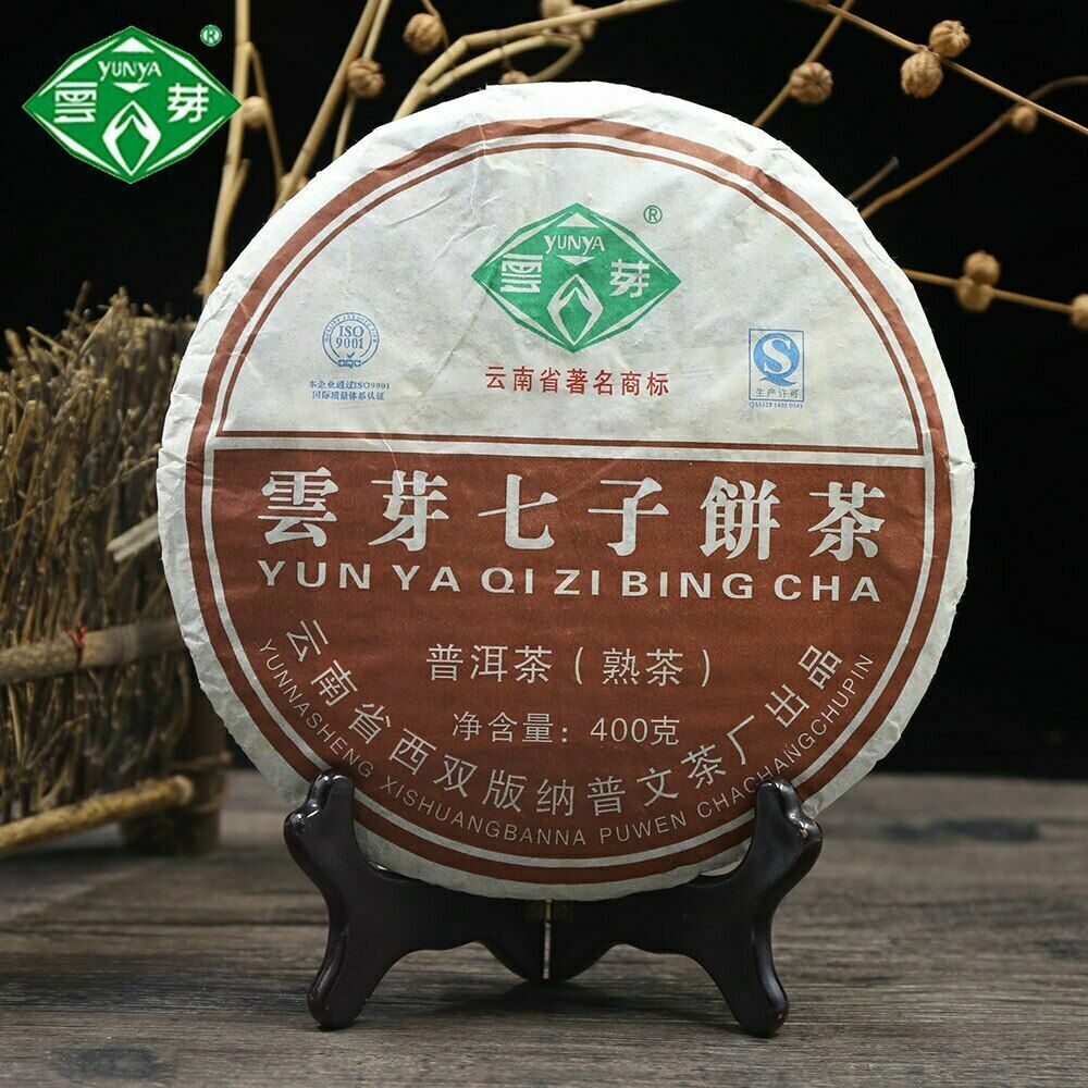 Yunnan Pu-erh Premium YUN YA QI ZI BING CHA Puer Ripe Shu Cake Tea 400g Main image