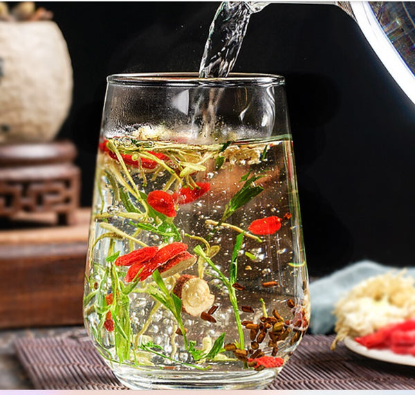 Honeysuckle, chrysanthemum, medlar, cassia seed, rock sugar, Reduce heat